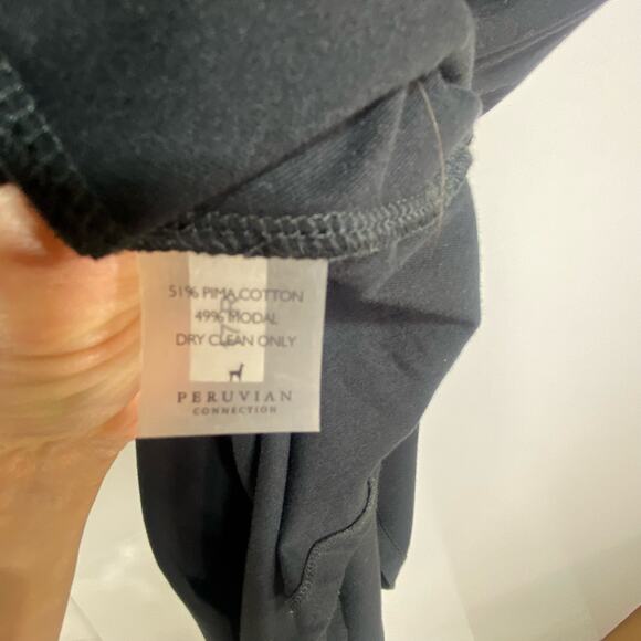 Peruvian Connection Black Long Sleeve Origami Stretch Midi Dress M - Picture 10 of 12